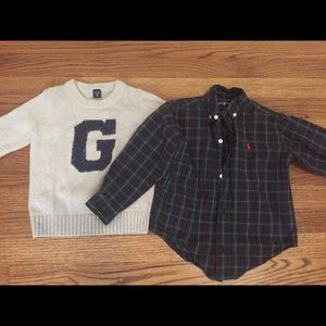 Size 3T boys sweater and shirt. Gap and Polo